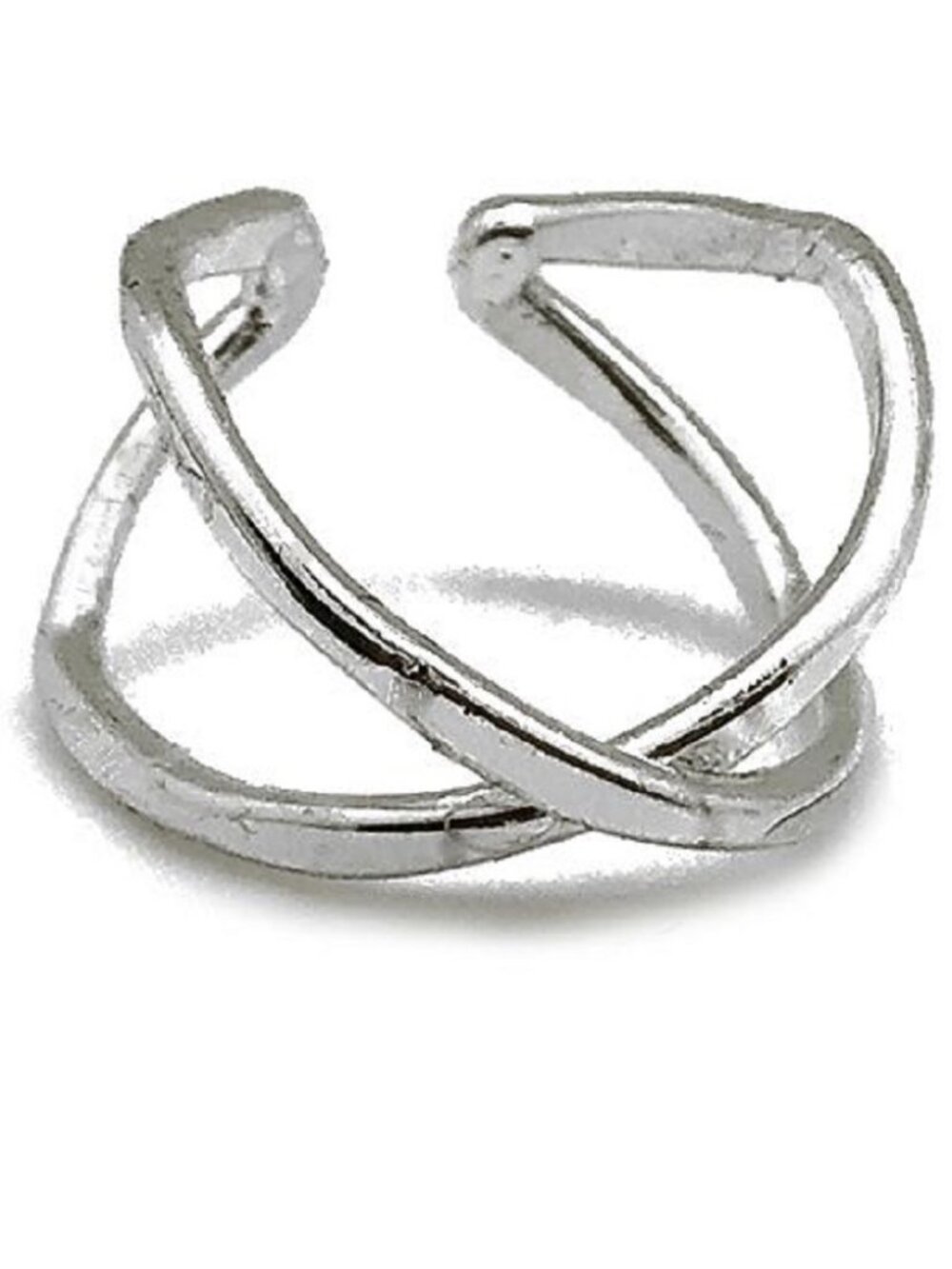 Anju Silver Plated Adjustable Criss Cross X Abstract Ring